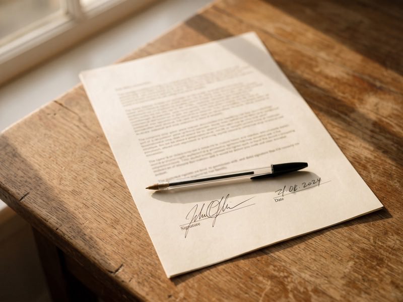 A signed referral agreement on a desk