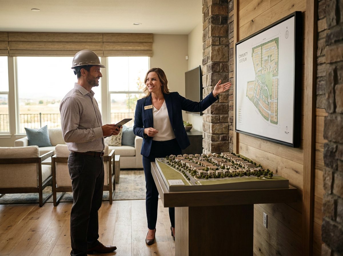A new-home sales professional at a community sales center
